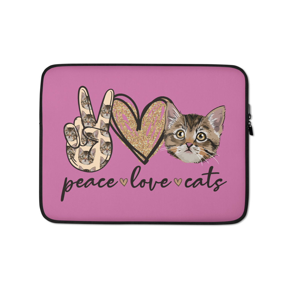 Download Peace Love Cats Laptop Sleeve - Bratty Catty