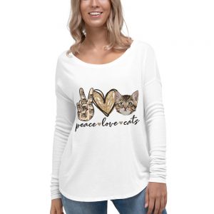 Peace Love Cats Ladies Long Sleeve Tee