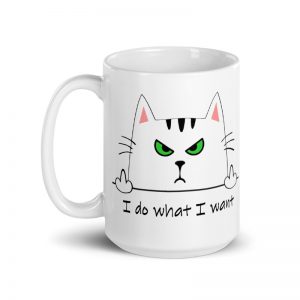 White Rude Kitty Mug